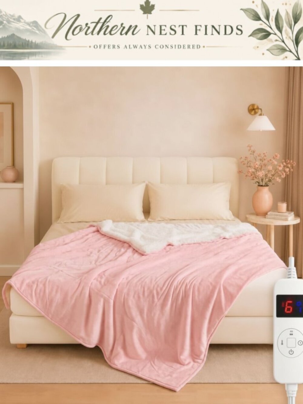 Electric Heated Throw Blanket 50x60 6 Heat Levels 12H Timer Reversible
